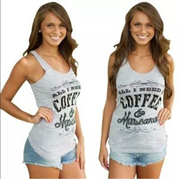 NEW!! "All I Need Is Coffee & Mascara" Tank - Picture 1 of 3